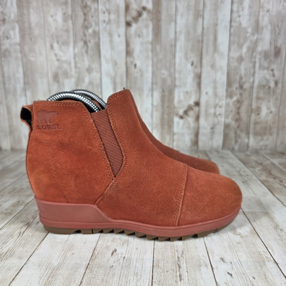 Sorel Women's NL4910-849 Rust Suede Leather Ankle Wedge Boots Size 6.5